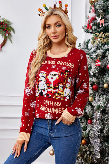 Woochic pull de Noël du père flocon de neige, rouge rouge S